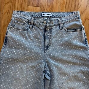 DKNY Light Wash Wide-Leg Studded Jeans -25.5” inseam